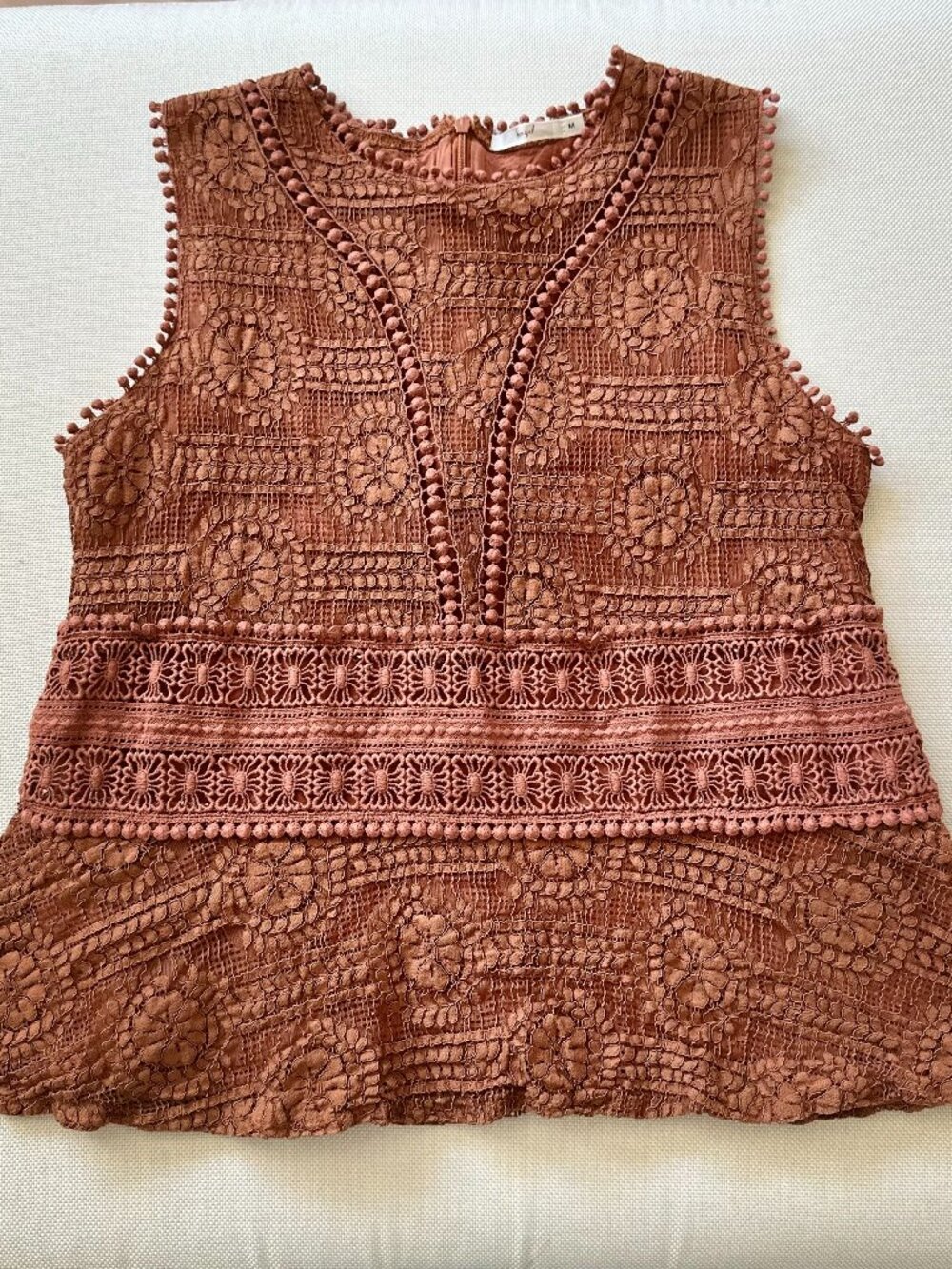 Cochet Lace Peplum Sleeveless top Size Medium